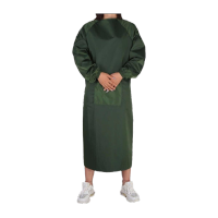 鸣固 长袖罩衣 防水防油耐酸碱围裙 厨房餐厅食堂男女工作用防护服 军绿色口袋款 TS023017994