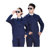 鸣固 春秋长袖棉工作服套装套机械石油化工劳保服电焊服厂服 藏青色XLMG-ST-0258