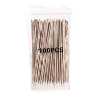 鸣固 实验室用棉签 15cm单头脱脂木杆棉签 一次性棉签棒 卫生化妆棉签 100只/包 木杆棉签