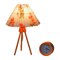 鸣固 照明灯 百褶创意床头台灯卧室客厅书房装饰小夜灯实木灯 印花灯罩直插暖光-暖光无极调光ZL5354