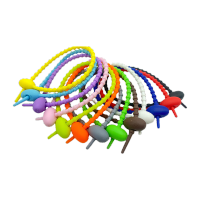 鸣固 多用途蝌蚪自锁式数据线扎带 多功能硅胶扎带20根装 可重复使用多色混发 TS125882322