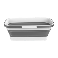 鸣固拖把桶折叠拖把桶免手洗多功能长方形平板便携拖把桶硅胶家用拖把桶灰白色55.5*25.5*18cmKW799056