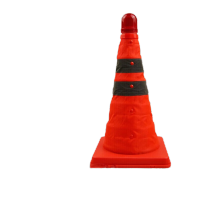 鸣固 圆锥反光路锥 可折叠便携式可伸缩升降雪糕筒路障锥 70cm带灯