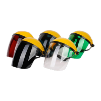 鸣固 防护面罩 轻便式黄顶头戴面罩 面部防护透明防灰尘防飞溅 白色