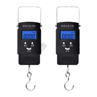 鸣固 手提秤 高精准电子秤 迷你手提秤 便携式电子秤挂钩行李秤 英文50kg蓝光(2台)