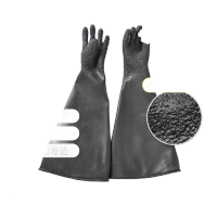 鸣固 橡胶颗粒喷砂手套65cm乳胶喷砂机专用工业耐磨黑色加厚 一双 MG-SB-0536KW364526
