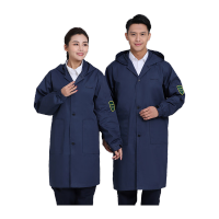 鸣固 防磁辐射大褂工作服防护戴帽子 藏蓝色特大码 MG-ST-1430-1