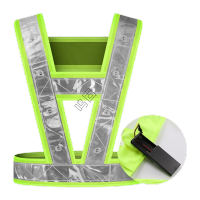 鸣固 充电式led爆闪灯反光背心 V型电池款