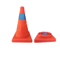 鸣固 可折叠伸缩路锥 安全高强反光锥 雪糕桶筒 汽车交通应急轻便警示路障柱 65CM