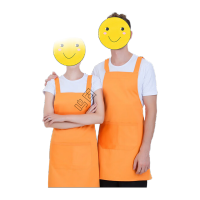 鸣固 布料背肩围裙 防污纯色无袖围裙男女通用定做可绣字 橘色