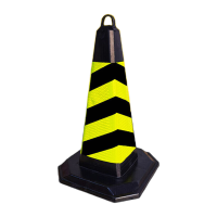 鸣固 反光路锥方锥 雪糕筒路障警示柱交通设施 橡胶款8斤重(黄黑斜纹无字)
