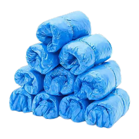 鸣固 一次性鞋套室内来客车间样板间机房防尘PE加厚耐磨塑料脚套 加厚蓝色pe鞋套100只