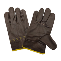 鸣固 劳保手套 短皮手套 司机全牛皮防护耐磨电焊工手套 深色司机手套(整背)180#(5双装)