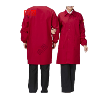 鸣固 防尘服 防酸碱长袖劳保工作服无尘服 红色3XL码/185 MG-ST-1412-2