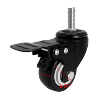 鸣固2寸万向轮(丝杆双轴承万向轮刹车轮+带螺母)丝杆直径:10mm丝杆高度:25mm轮直径:50mm轮宽:24mm