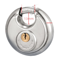 鸣固 不锈钢圆饼锁 锁门锁室锁 仓库大门锁 自行车防盗锁 60MM(2钥匙)