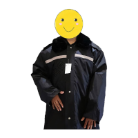 鸣固 工作服 秋冬款可拆卸防水加厚反光多功能中长款保暖棉衣 185CM 黑色MG-ST-1524-1