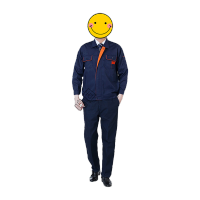 鸣固 长袖劳保工作服套装男女工厂工程服车间厂服工装藏蓝橘边套装170L