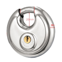 鸣固 不锈钢圆饼锁 锁门锁室锁 仓库大门锁 自行车防盗锁 80MM(2钥匙)