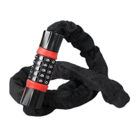 鸣固 自行车锁电动车链条锁摩托车电瓶车锁四位密码锁加长布套锁山地车链条防盗锁玻璃门锁[0.9米]