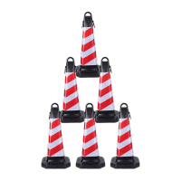鸣固 反光路锥塑料方锥桶 禁止停车请勿泊车桩专用车位警示牌 雪糕筒路障柱锥形桶交通设施 红白斜纹无字6个
