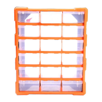 鸣固18格抽屉式零件盒多规格零件盒工具柜电子元件积木玩具收纳盒具盒螺丝盒G-1506黄色47.5*38*16