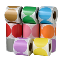 鸣固 三防彩色圆点热敏纸 圆形不干胶贴纸标签 红色30mm*1000张单排KW740491