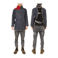 鸣固 焊工防护围裙 牛皮防烫电焊工作服 黑蓝色85cmCW5x8273