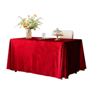 鸣固绒布桌裙台布 加厚金丝绒会议桌布 会议活动桌布 2.5*3米 酒红色 ZH1044