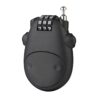 鸣固 拉绳锁 卡通奶牛伸缩钢丝绳钢缆密码锁旅行箱车衣雪橇摩托车头盔锁 黑色 75cm KW978446