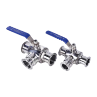 鸣固 不锈钢卫生级 快装三通球阀 手动卡箍式快开球阀 316 L型 Φ38卡盘50.5