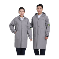鸣固 防磁辐射大褂工作服防护戴帽子 灰色中码 MG-ST-1432KW323024