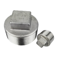 鸣固 304不锈钢四角外丝 四角螺纹闷头四方塞头管盖丝堵丝扣管堵 DN8