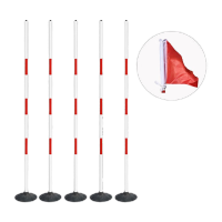 鸣固 PVC杆子1.8米+铸铁底座2.5KG+旗子警戒标志杆 警示杆 蛇形跑标志杆 交通训练绕杆套