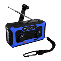 鸣固4000毫安太阳能手摇收音机带LED手电筒蓝色066P