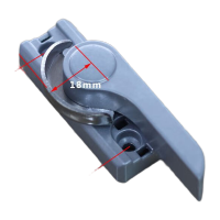 鸣固铝合金门窗斜柄月牙锁银左孔距45mm2号钩