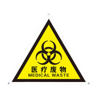 鸣固 危险废物铝板标志牌 仓库危废警示标示贴 (三角医疗废物)A15 40x40cmMGF0686