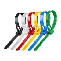 鸣固 可松式活扣尼龙扎带重复使用束线带 彩色 8x150mm 宽7.5mm 混装 100条