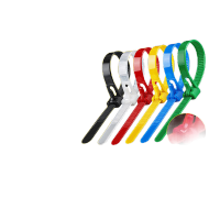 鸣固 可松式活扣尼龙扎带重复使用束线带 彩色 8x350mm 宽7.5mm 混装 100条