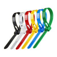 鸣固 可松式活扣尼龙扎带重复使用束线带 彩色 8x500mm 宽7.5mm 混装 100条 KD848853