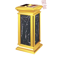 鸣固 不锈钢垃圾桶 商场酒店大堂烟灰桶 电梯口果皮箱 黑白根微晶版 上开 30*30*65cm TS138596714