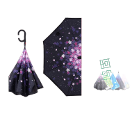 鸣固ZJ6704 反向伞C型双层免持汽车伞 幻樱 23寸8骨TS024663626