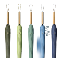 鸣固 23寸真竹柄16骨长柄伞 文艺素色晴雨伞 抹茶绿 TS126270831