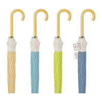 鸣固 TS153714342 弯木柄伞 23寸 16骨素色长柄晴雨伞 卡其色