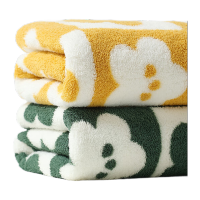 洁丽雅毛巾2条 A类柔软家用洗脸男女情侣速干发洗澡加厚大面巾 绿+黄