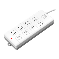 得力T820830 延长线插座8组3米PE袋装(白)(个)插头插座开关