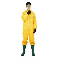 海固(HAI GU) HG-2WP 半封闭二级防化服 连体带帽轻型防酸碱防护服 L黄