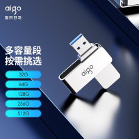 爱国者(aigo)32GB USB3.2 U盘 U330金属旋转系列 银色