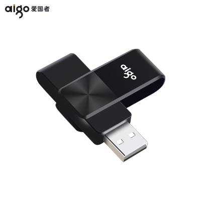 爱国者(aigo)U266 16GB USB2.0 U盘 旋转防护 黑色 CD纹防滑设计