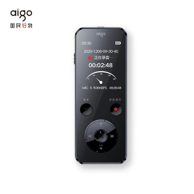 爱国者(aigo)R6922录音笔 16G专业高清远距降噪 MP3播放器学习会议采访商务 黑色